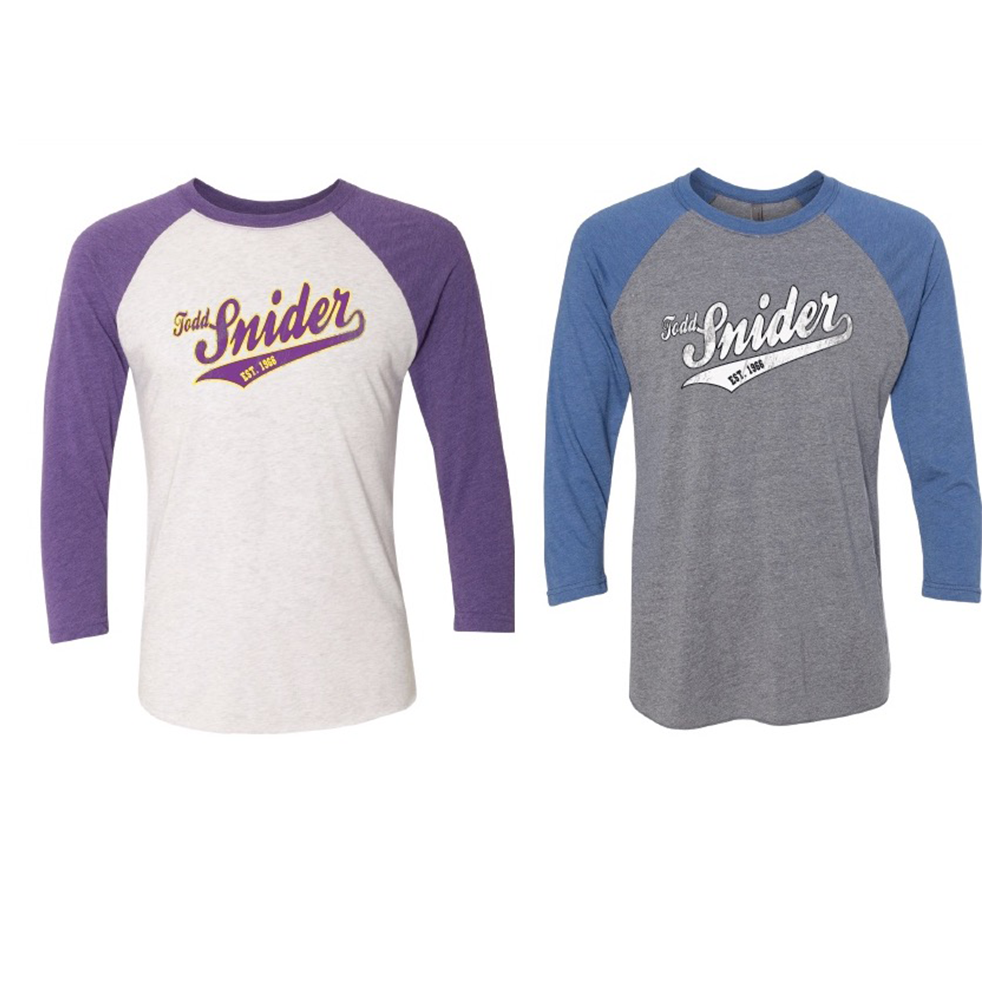 Purple and online white baseball tee