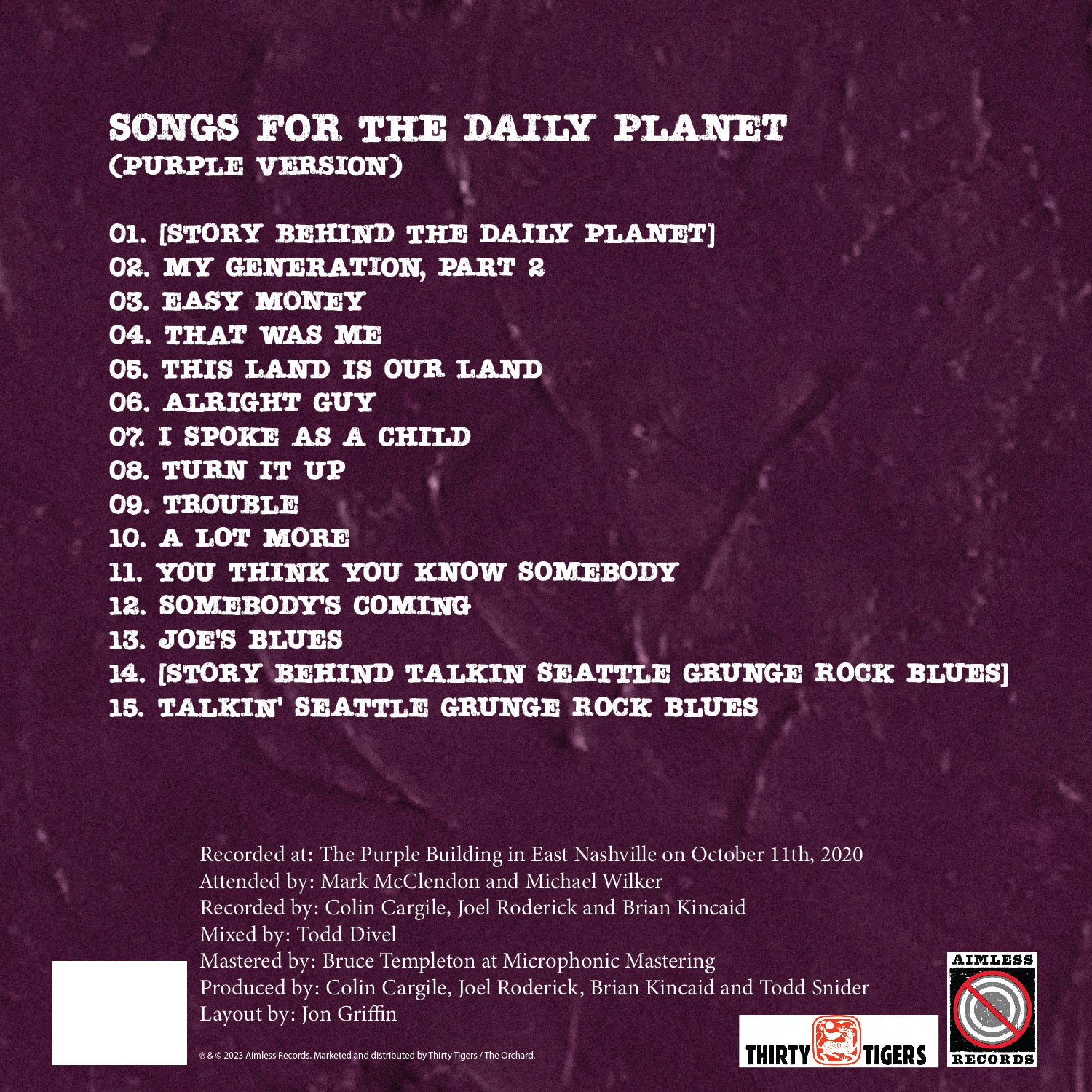 [Free Download] Songs for the Daily Planet (Purple Version)