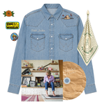 Here Comes a Cowboy Bundle with CD - embroidered denim western shirt, three patches, bandana and My Second Rodeo CD