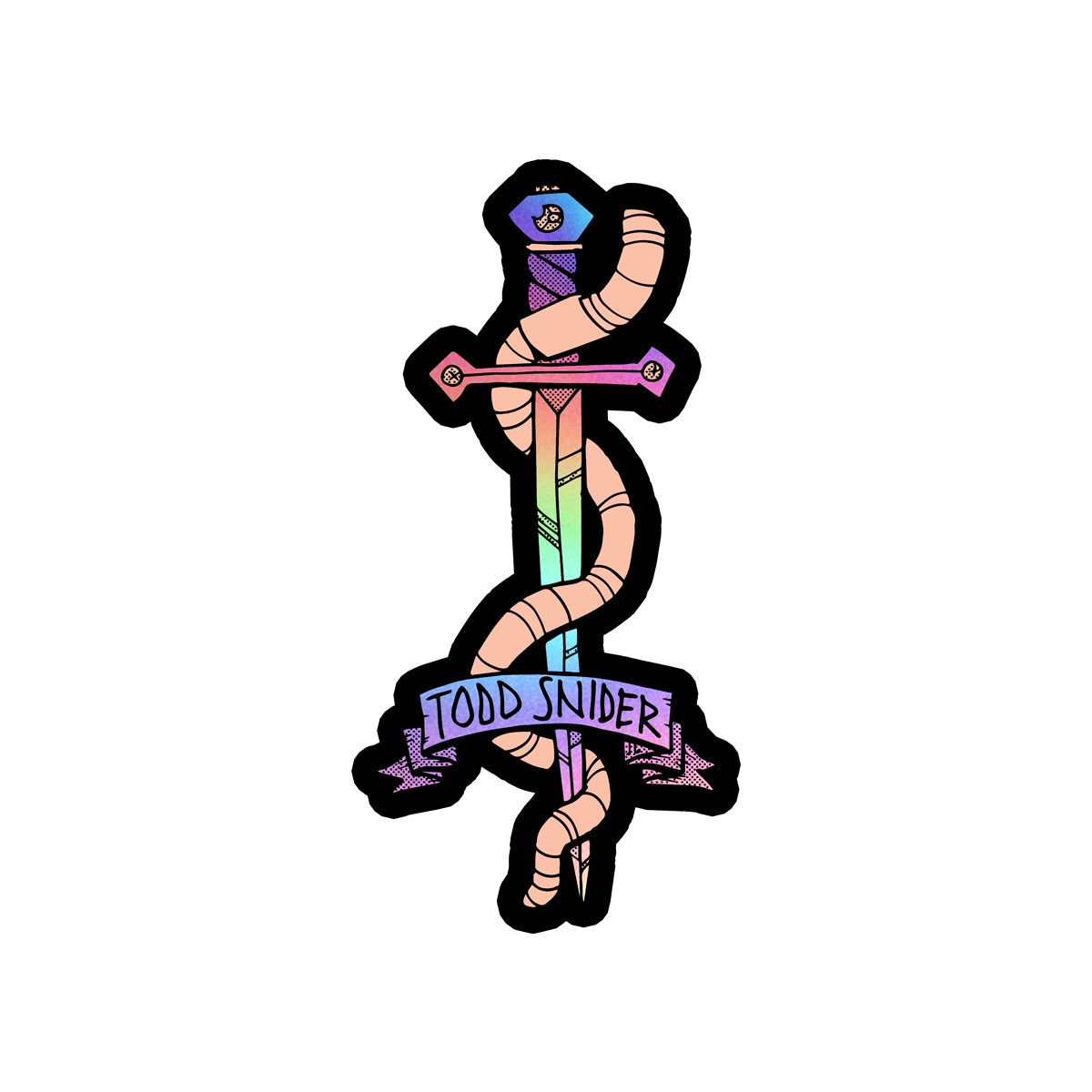 Holographic Worm & Dagger Sticker