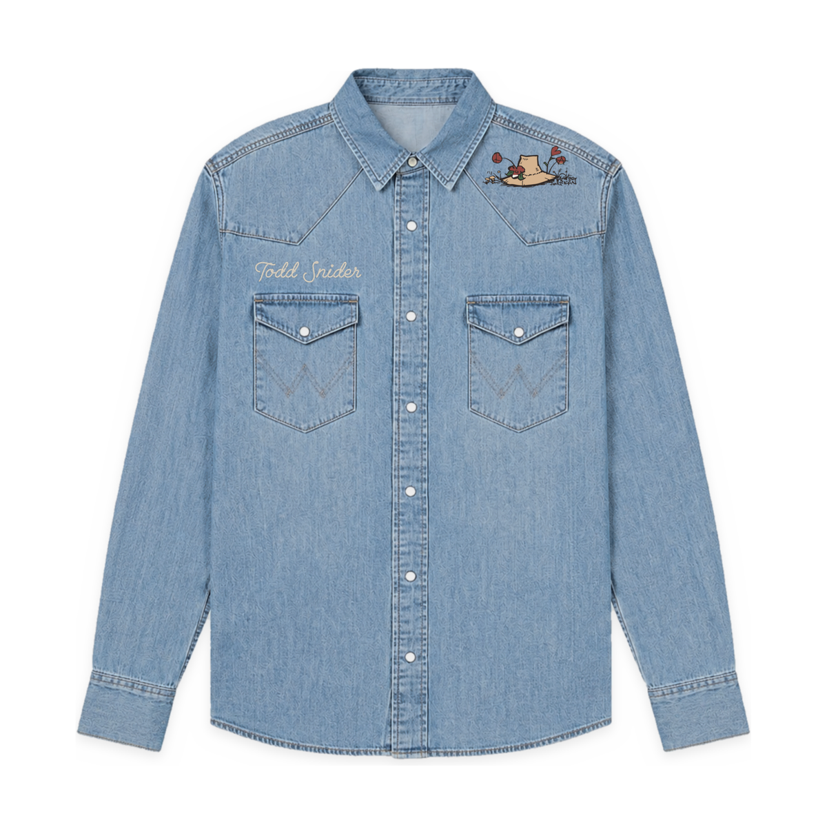 My Second Rodeo embroidered denim western shirt